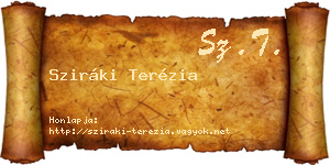 Sziráki Terézia névjegykártya
